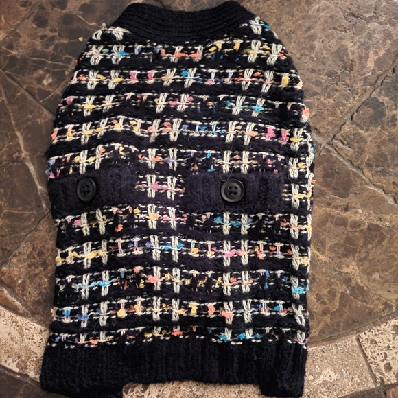 Bloomingdales Aqua Black Tweedulti color dog sweater S & M NWT - Picture 4 of 5